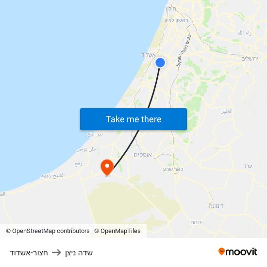 חצור-אשדוד to שדה ניצן map