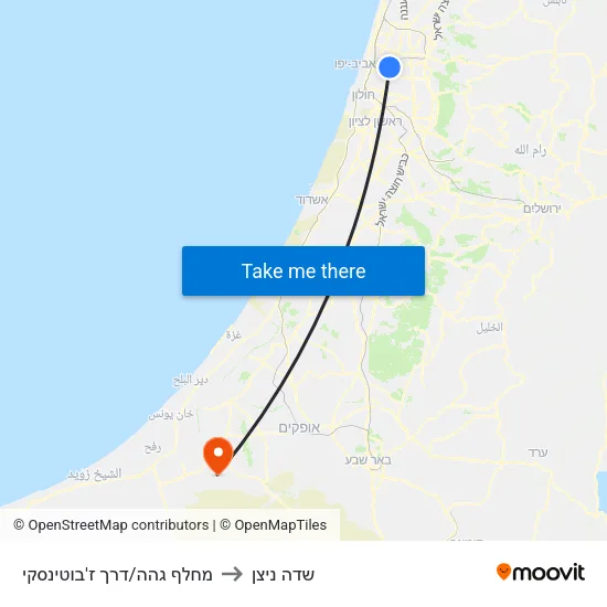 מחלף גהה/דרך ז'בוטינסקי to שדה ניצן map