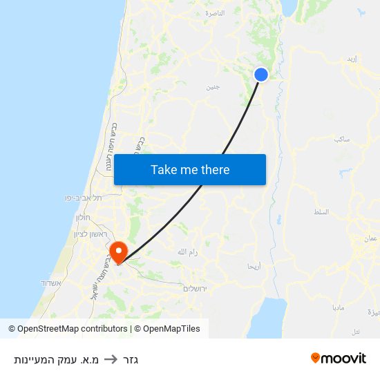 מ.א. עמק המעיינות to גזר map