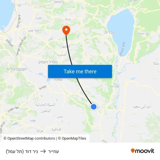 ניר דוד (תל עמל) to עוזייר map