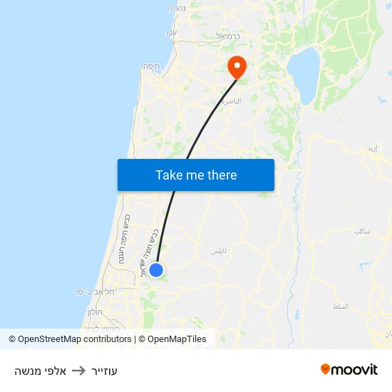 אלפי מנשה to עוזייר map