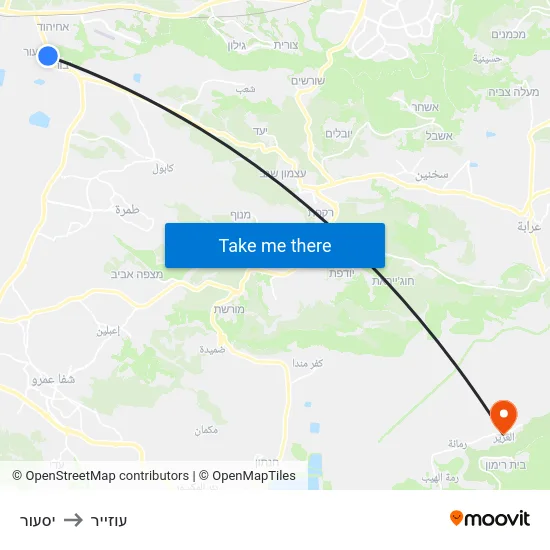 יסעור to עוזייר map