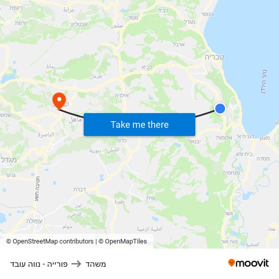 פורייה - נווה עובד to משהד map