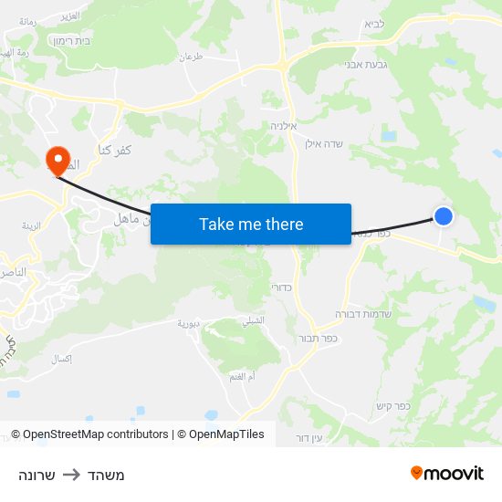 שרונה to משהד map