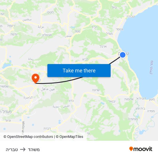 טבריה to משהד map