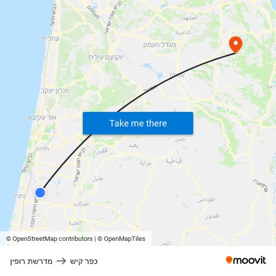 מדרשת רופין to כפר קיש map