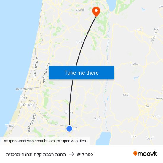 תחנת רכבת קלה תחנה מרכזית to כפר קיש map