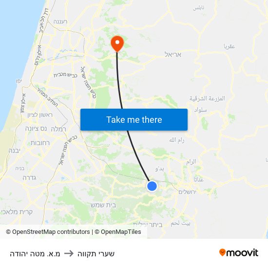 מ.א. מטה יהודה to שערי תקווה map