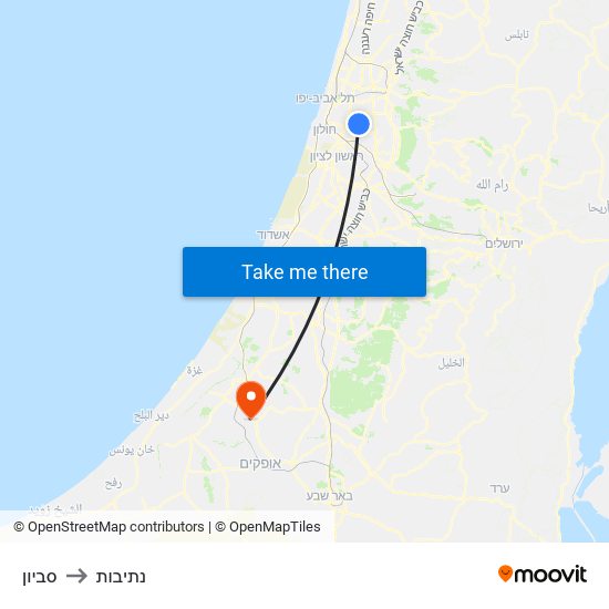 סביון to נתיבות map