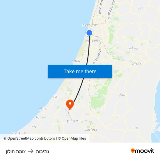 צומת חולון to נתיבות map