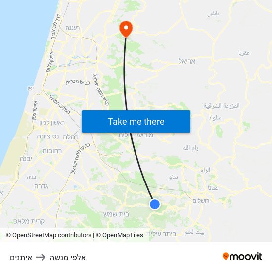 איתנים to אלפי מנשה map