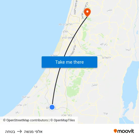 בטחה to אלפי מנשה map