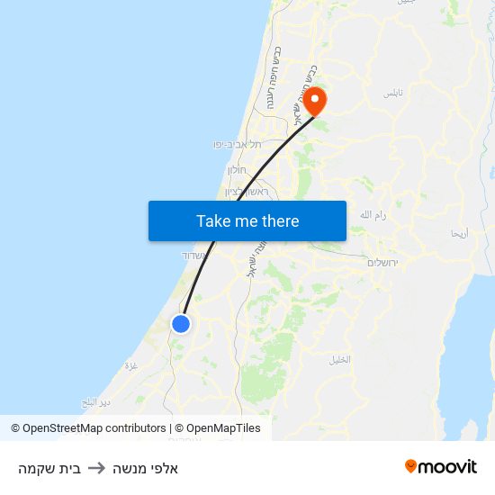 בית שקמה to אלפי מנשה map