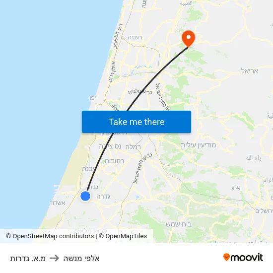 מ.א. גדרות to אלפי מנשה map