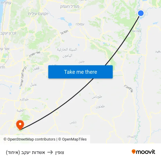 אשדות יעקב (איחוד) to צופין map