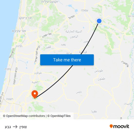 גבע to צופין map
