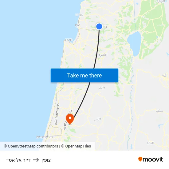 דייר אל-אסד to צופין map