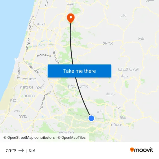 ידידה to צופין map