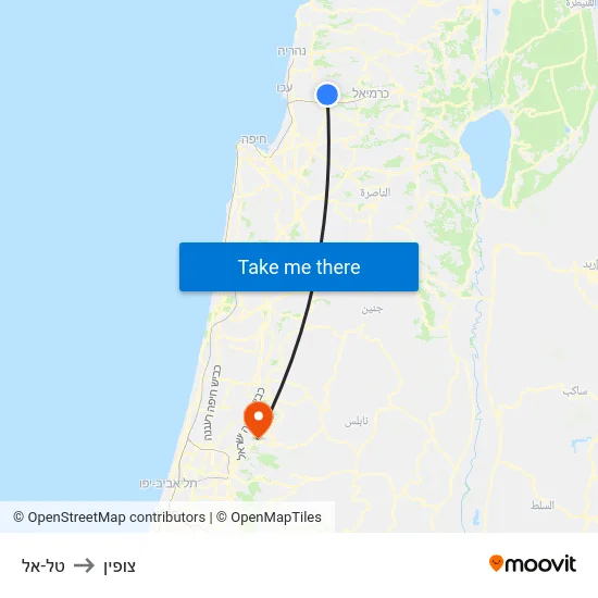 טל-אל to צופין map