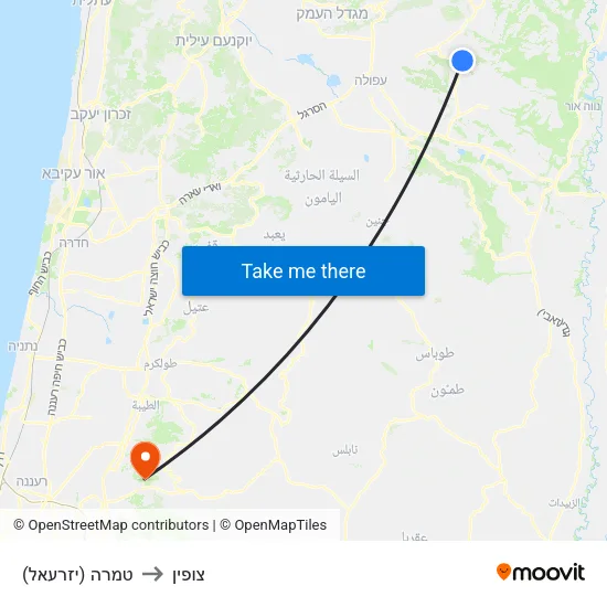 טמרה (יזרעאל) to צופין map