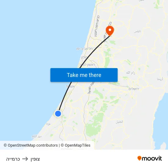 כרמייה to צופין map