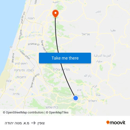 מ.א. מטה יהודה to צופין map