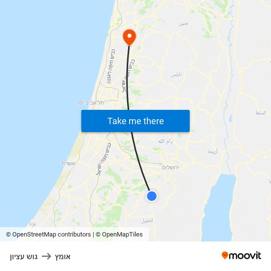 גוש עציון to אומץ map