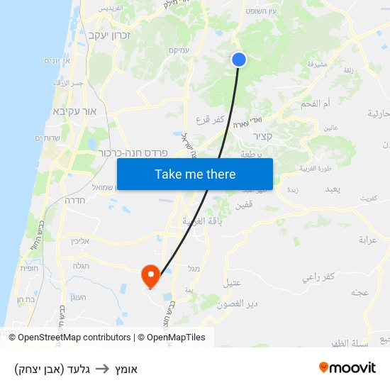 גלעד (אבן יצחק) to אומץ map