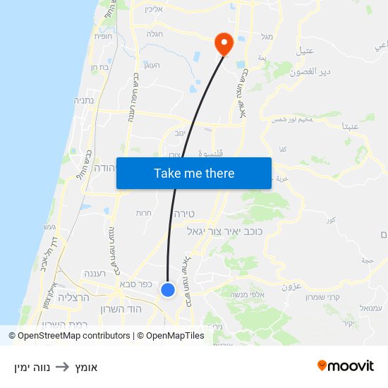 נווה ימין to אומץ map