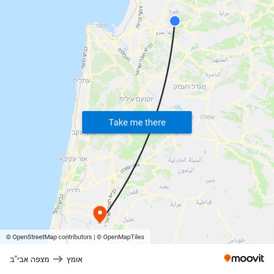 מצפה אבי"ב to אומץ map