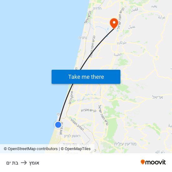 בת ים to אומץ map