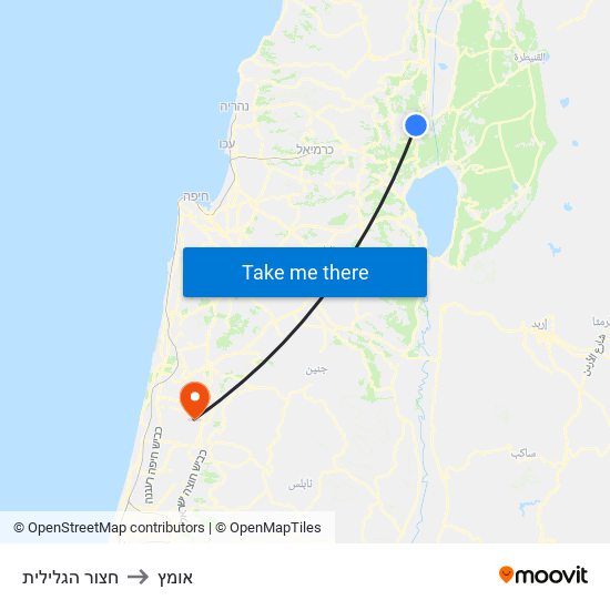 חצור הגלילית to אומץ map