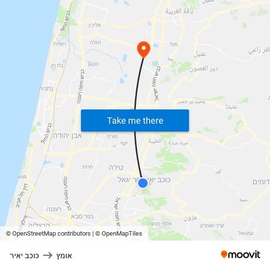 כוכב יאיר to אומץ map