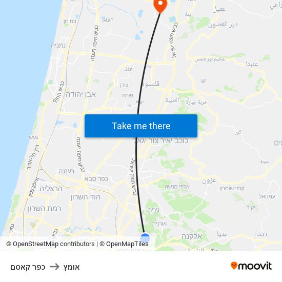 כפר קאסם to אומץ map