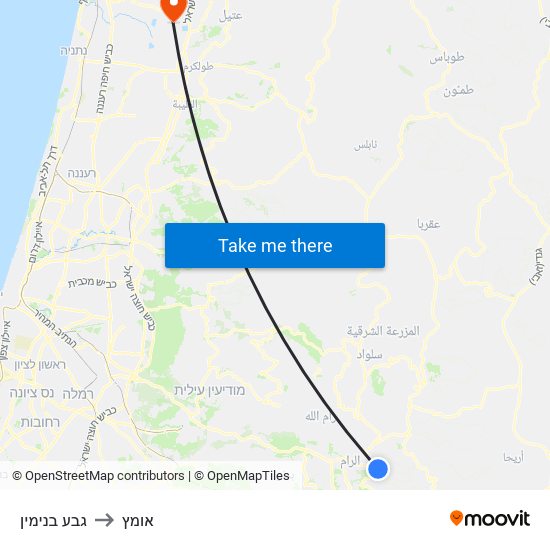 גבע בנימין to אומץ map