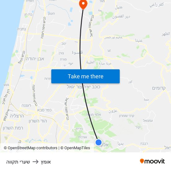 שערי תקווה to אומץ map