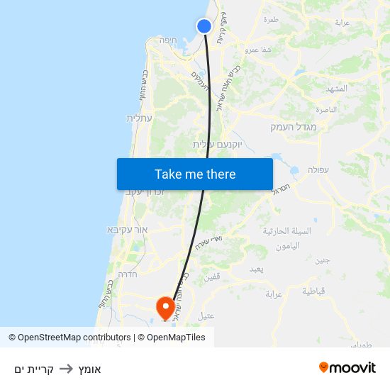 קריית ים to אומץ map