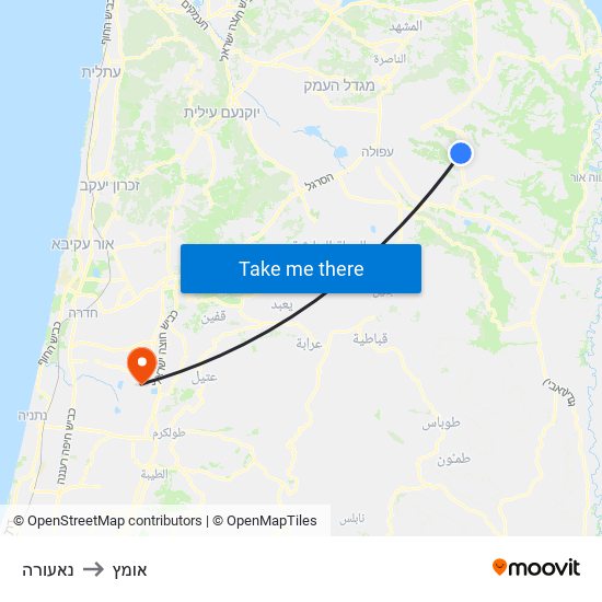 נאעורה to אומץ map