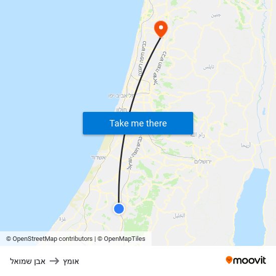 אבן שמואל to אומץ map