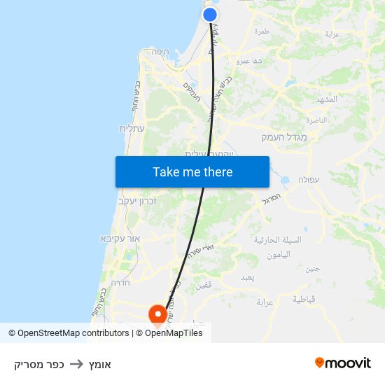 כפר מסריק to אומץ map