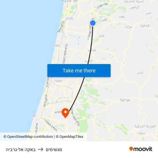 באקה אל-גרביה to מגשימים map