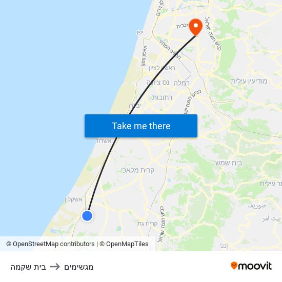 בית שקמה to מגשימים map