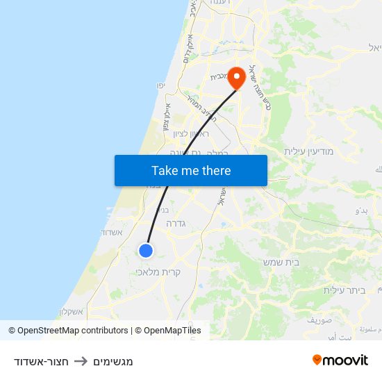 חצור-אשדוד to מגשימים map