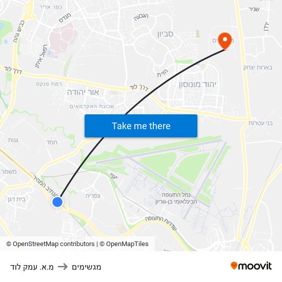מ.א. עמק לוד to מגשימים map