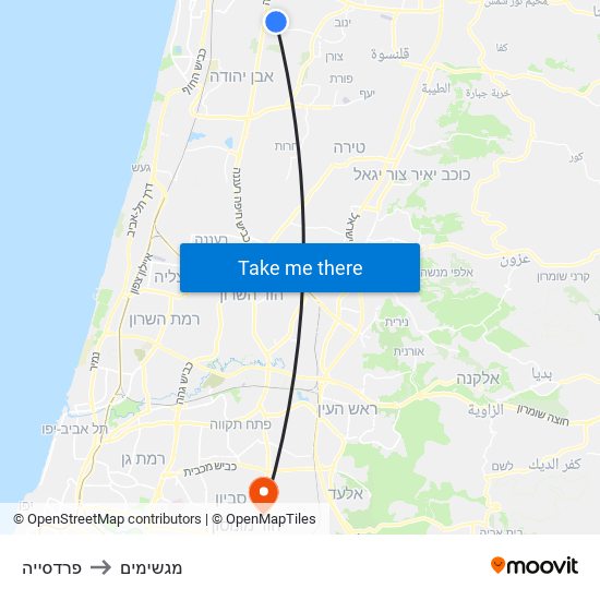 פרדסייה to מגשימים map