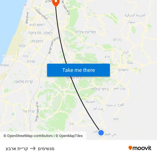 קריית ארבע to מגשימים map