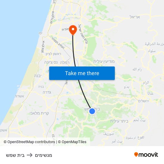 בית שמש to מגשימים map