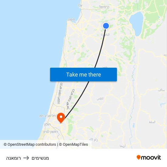 רומאנה to מגשימים map