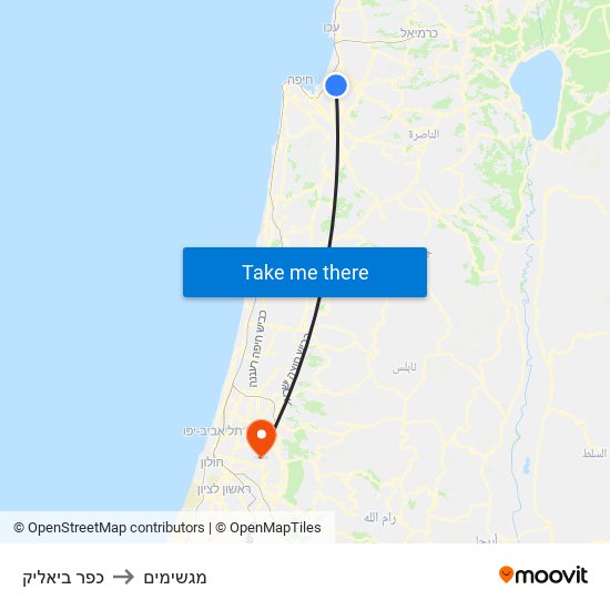 כפר ביאליק to מגשימים map