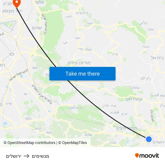 ירושלים to מגשימים map